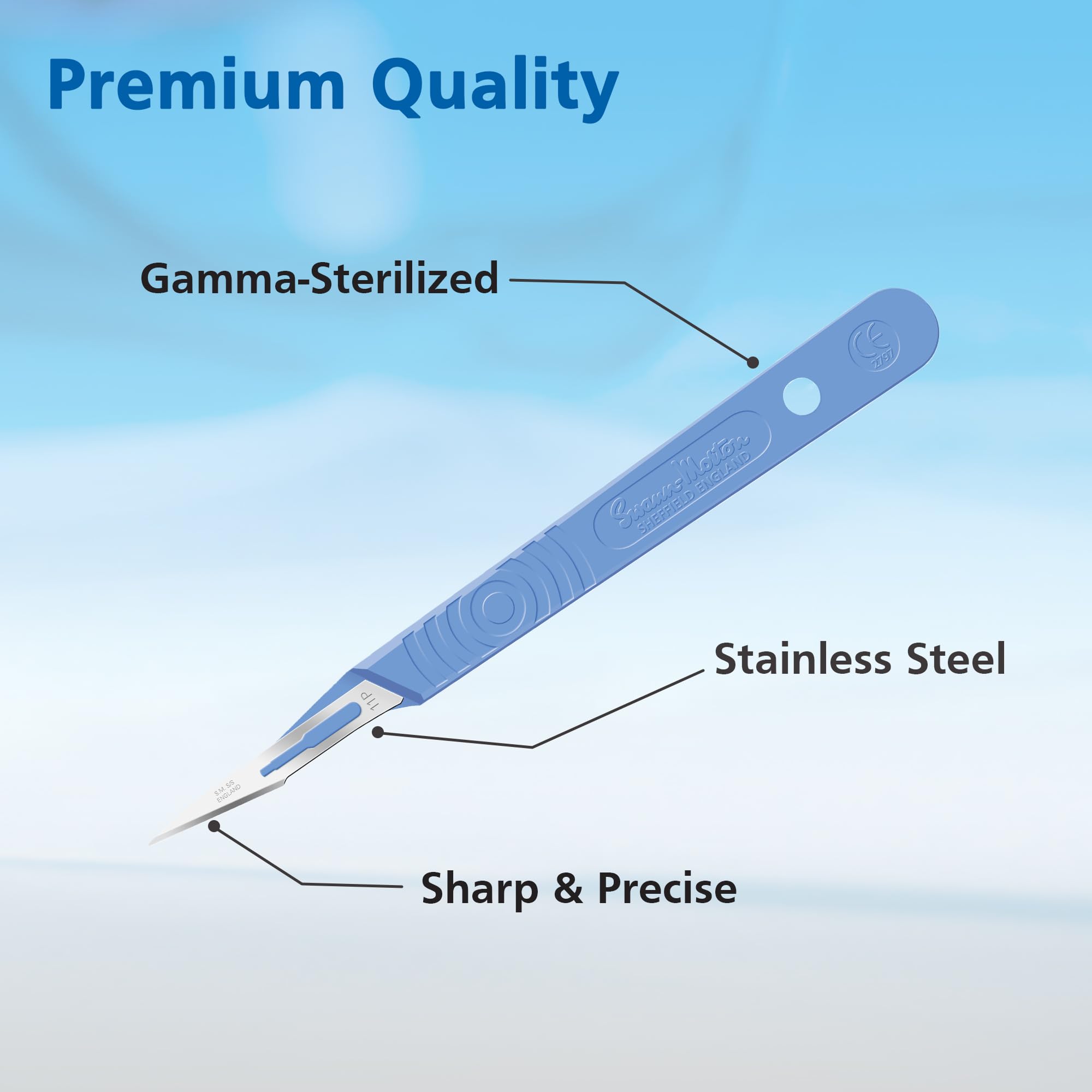 Swann Morton #11P Disposable Surgical Scalpel with Blade - Box of 10