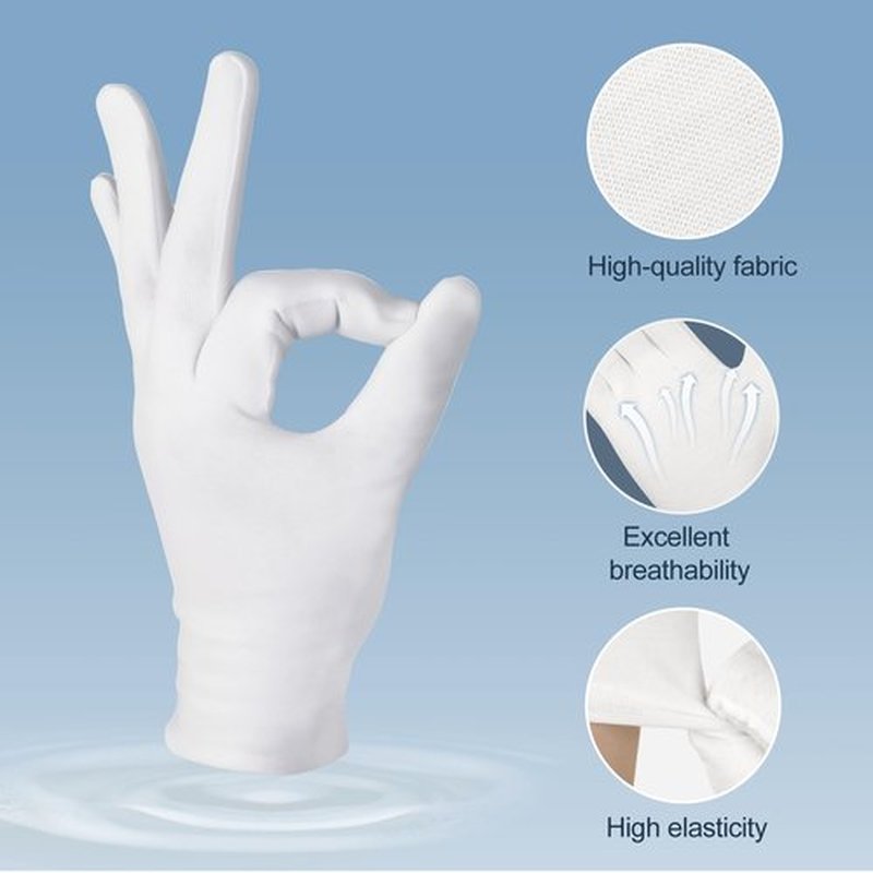 42-Pack White Cotton Gloves, for Dry Hands Sleeping Eczema Care and Night-Time Moisturising, Unisex Soft Sleep Elastic SPA Glove Set, Jewellery Inspection, Arts Crafts, Wedding, Halloween Costumes