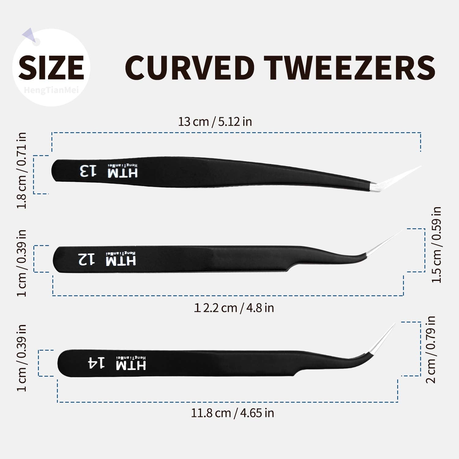 HengTianMei 8Pcs lash tweezers 3 Stainless Straight and 3 Curved Tip Eyelash Tweezers, With 2 Slant Pointed Precision Eyebrows Tweezers for eyelash extensions, Facial Hair, and Ingrown Hair Removal