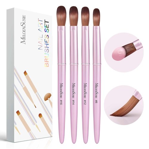 MelodySusie Acrylic Nail Brush Set - 4 Professional Brushes for Nail Extensions & 3D Carving | Sizes 8/12/14/16