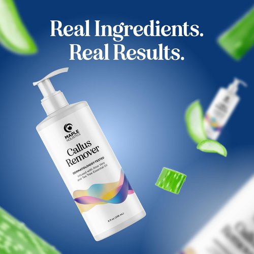 Exfoliating Callus Remover for Feet Care - Urea Foot Cream for Calluses and Dry Feet with Aloe and Tea Tree Essential Oil - Foot Callus Remover for Cracked Dead Corned and Rough Skin (8 Fl Oz)