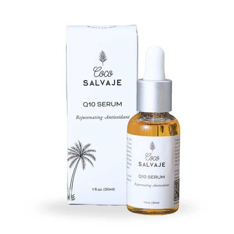 COCO SALVAJE Q10 Facial Serum | Antioxidant Wrinkle-Reducing COQ10 Vitamin E Serum for Brightening and Plumping Skin and Face | Hydrating Skin Care Oil for Women, Men, and Aging Skin | 1oz