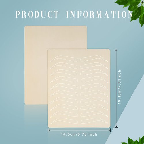 Leelosp 24 Pieces Microblading Practice Skin Double Sided Microblading Supplies Eyebrows Tattoo Fake Practice Skin Silicone No Ink Makeup Silicone Fake Brow Sheet