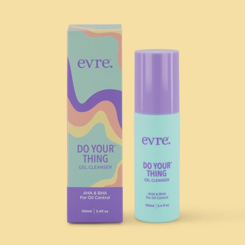 Evre Do Your Thing AHA & BHA Teen Gel Face Wash, Oil Control & Exfoliating Face Cleanser, Natural, Cruelty-Free & Palm-Free, For Breakout Prone Skin, 3.4 Fl Oz