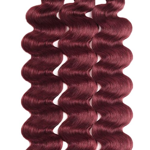 #99J Burgundy Bundles Human Hair Body Wave Bundles 26 28 30 Inch Wine Red Bundle Human Hair Extensions Unprocessed Virgin Remy Hair 3 Bundle 50 Gram Per Bundle