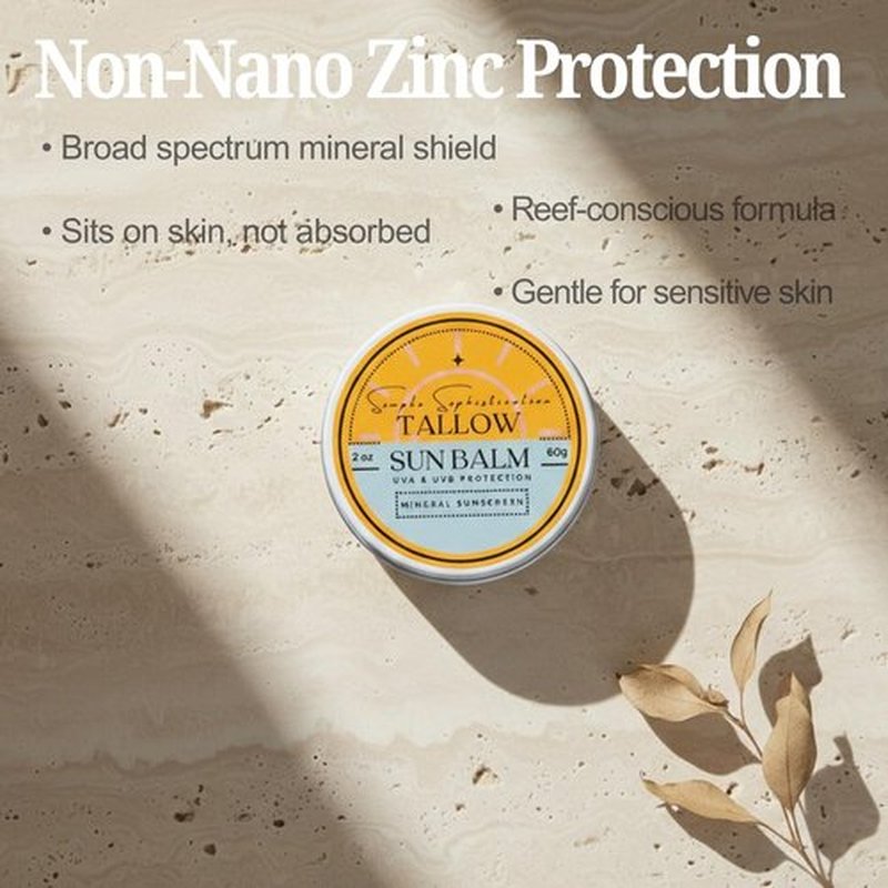Tallow Sun Balm - Tinted Mineral Sunscreen with Grassfed Tallow & Zinc Oxide | SPF 30 | 2 oz (Fair)