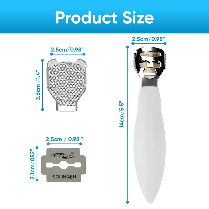 YNR Stainless Steel Calus, Remover for Feet, Foot Scraper & Callus Shaver, Calloused Feet Remover (White)