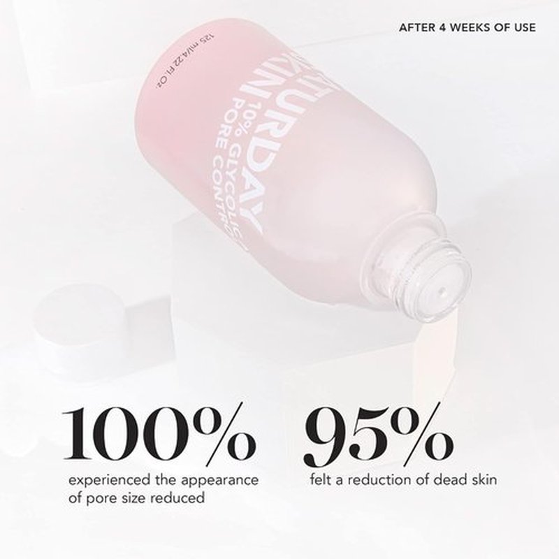 Saturday Skin Pore Clarifying Toner - 10% Glycolic Acid & AHA for Deep Cleansing | Travel Size