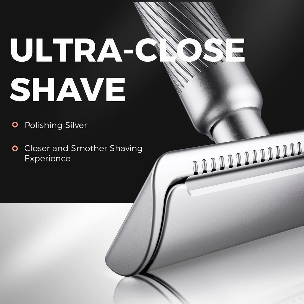 Double Edge Safety Razor, Metal Razor Includes 10 Double Edge Blades