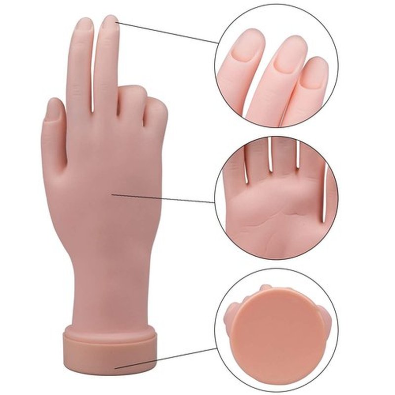 Hedume 3 Pack Practice Hand, Nail Trainning Practice Hand, Fake Hand for Nails Practice, Flexible Movable Fake Hand Manicure Practice Tool for Nail Art Training