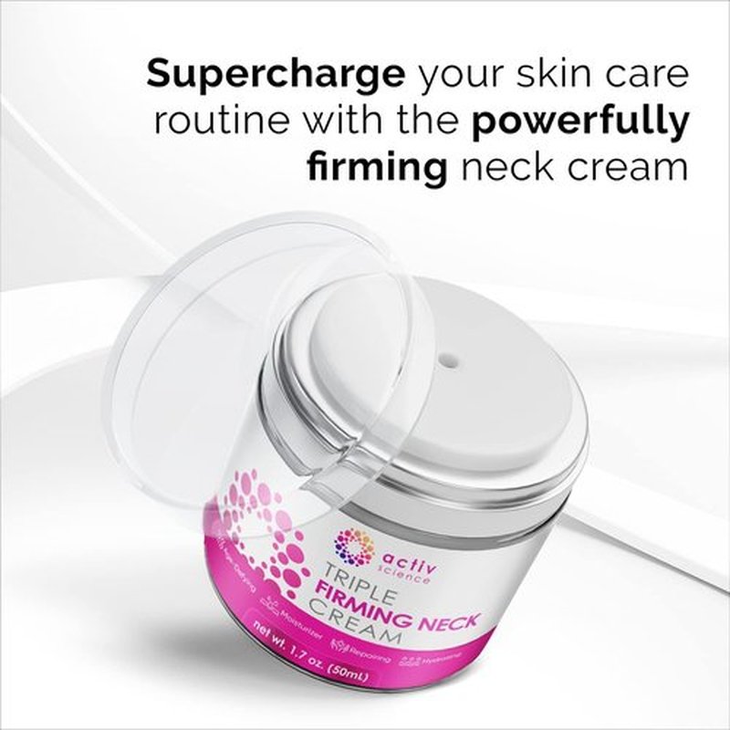 ACTIVSCIENCE Neck Firming Cream - Natural Anti-Aging Moisturizer with Retinol & Hyaluronic Acid | Day & Night Use