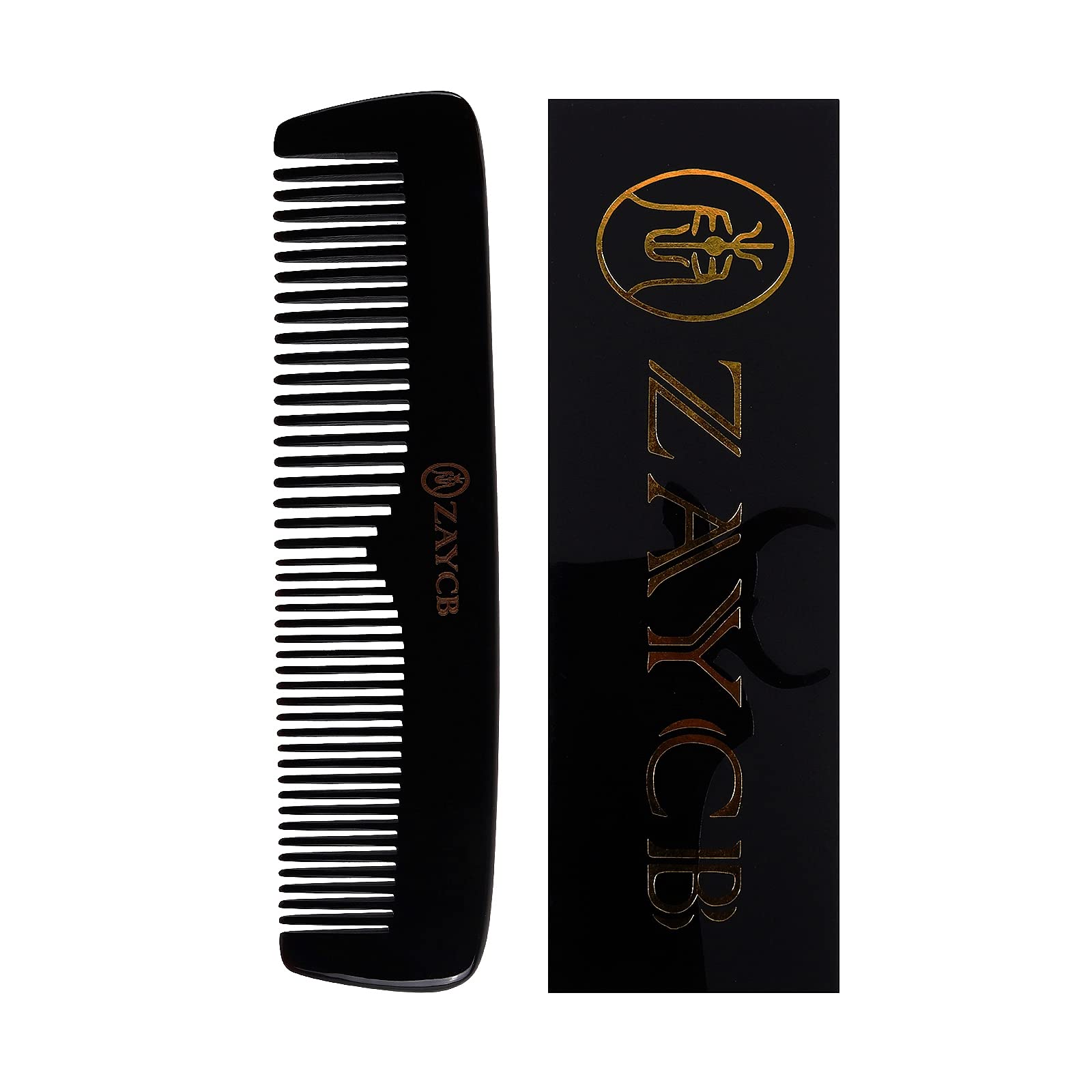 ZAYCB Buffalo Horn Comb - Anti-Static Detangling Styling Comb for All Hair Types (Classic Fine Tooth, Men, Women, Kids)