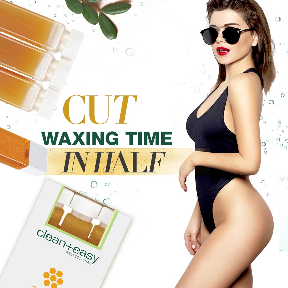 Clean + Easy Original Roll On Wax – Large Soft Wax Refill Cartridge for Smooth Hair Removal on Legs, Arms & Body, 3 Pack