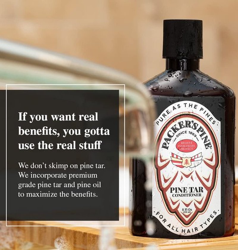 Packer's Pine Tar Conditioner - Natural Psoriasis Relief with Pine Oils | 8 Fl Oz