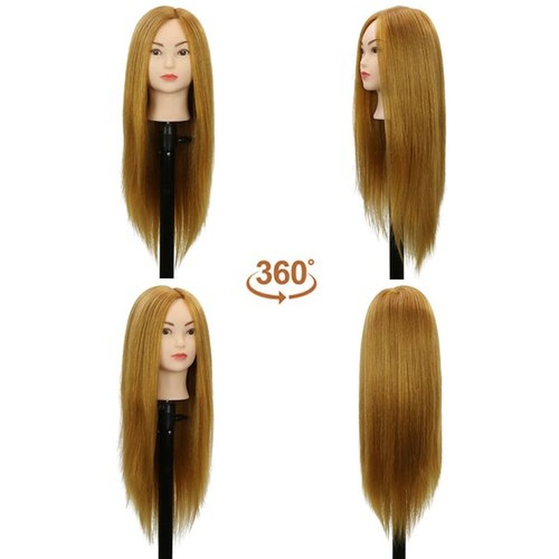 Mannequin Head Human Hair With 70% Real Human Hair Mannequin Head Human Hair 22inch Hairdresser Practice Training Head Cosmetology Manikin Doll Head (make-uped#27 Blond)