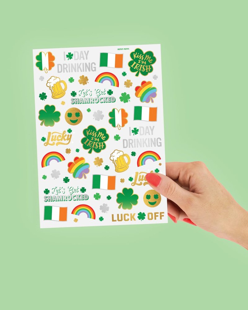 xo, Fetti St Patricks Day Temporary Tattoos - 54 Glitter Styles | Shamrock Supplies, Kiss Me I'm Irish Party, St Patty's Day, Leprechauns Arts and Crafts