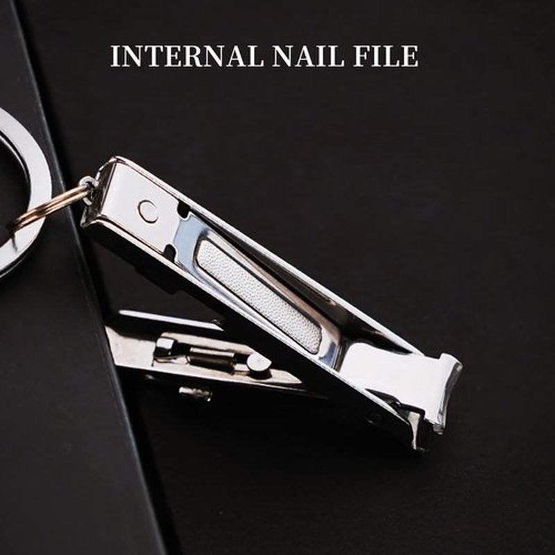 munkees Ultra-Thin Nail Clippers Keychain, Mini Foldable Nail Cutter with Key Ring, Small Portable Stainless Steel Pocket Manicure Set for Travel, Camping, & Outdoors (1-Pack)