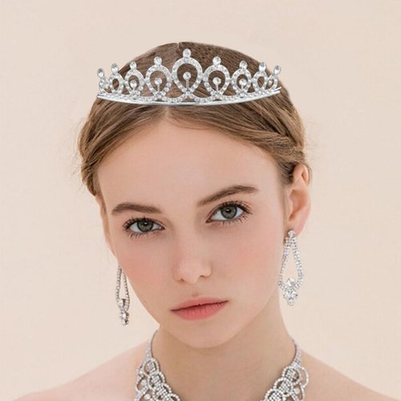 Naturahand 6 Pieces Silver Metal Tiara Crown Headbands with Decorative Dazzling Rhinestone Wedding Prom Birthday Party Princess Headpieces for Brides Bridesmaids Women Girls Teens Kids