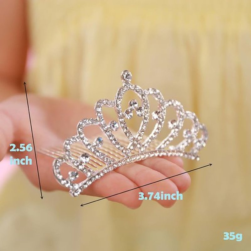 JWICOS Mini Princess Comb Silver Crystal Rhinestone Hair Accessory Comb Headband Decorations for Women and Girls