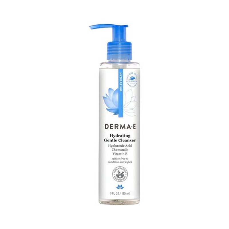 Derma E Hydrating Gentle Cleanser - Moisturizing Facial Cleanser with Hyaluronic Acid | 6 fl oz