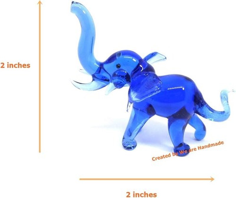 Skiennix Handmade Mini Elephant Family Figurines - Colorful Blown Glass Art | 2" Jungle Collectibles