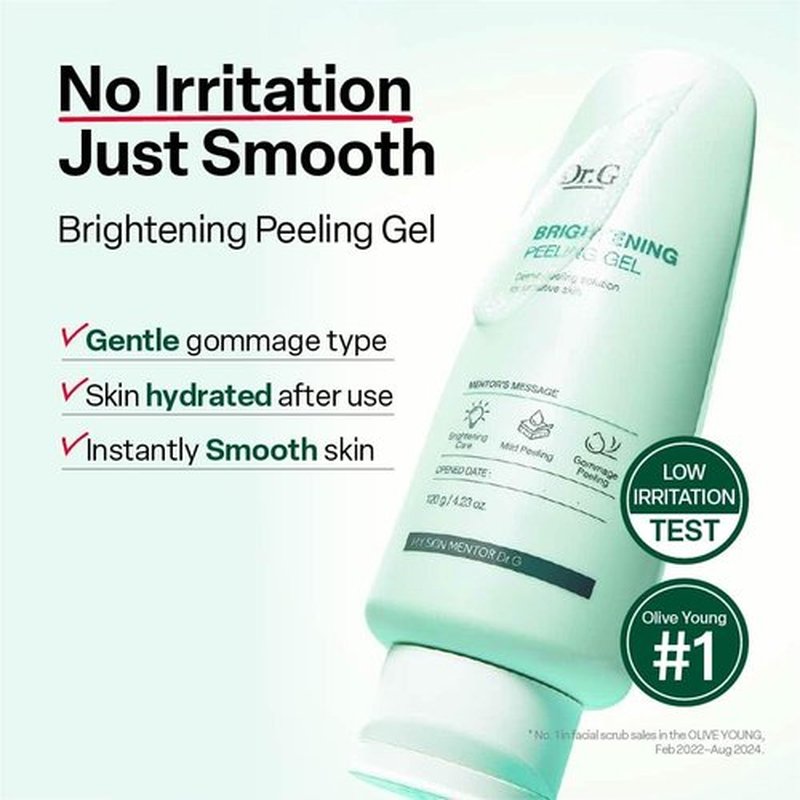 Dr. G Brightening Peeling Gel - Korean Exfoliator for Glowy Skin - Hyaluronic Acid & Vitamin C - 4.23 fl oz