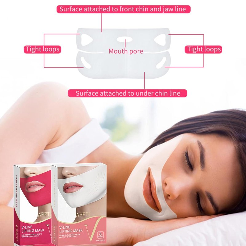 V Shape Face Mask - Firming Double V Line Lifting Mask for Women & Men | 6 Pieces