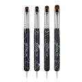 JFIYUOMCI French Nail Brush Set, 2 Way Dotting Tool and French Tip Brush, Gel Acrylic Nails Art Design Pen, Nail Clean Up Brushes for Professional Manicure Tools, Size 10#,12#, 14#, 16# - Marble Black