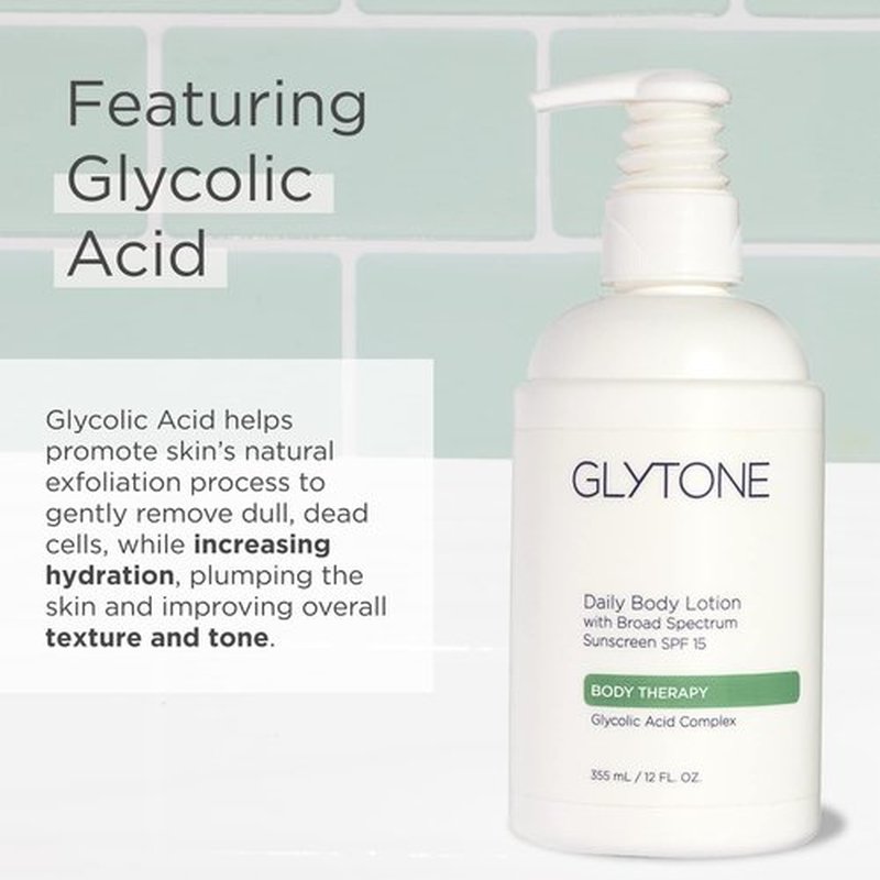Glytone Daily Body Lotion with SPF 15 - Broad Spectrum Sunscreen Moisturizer for Sensitive Skin - 12 oz