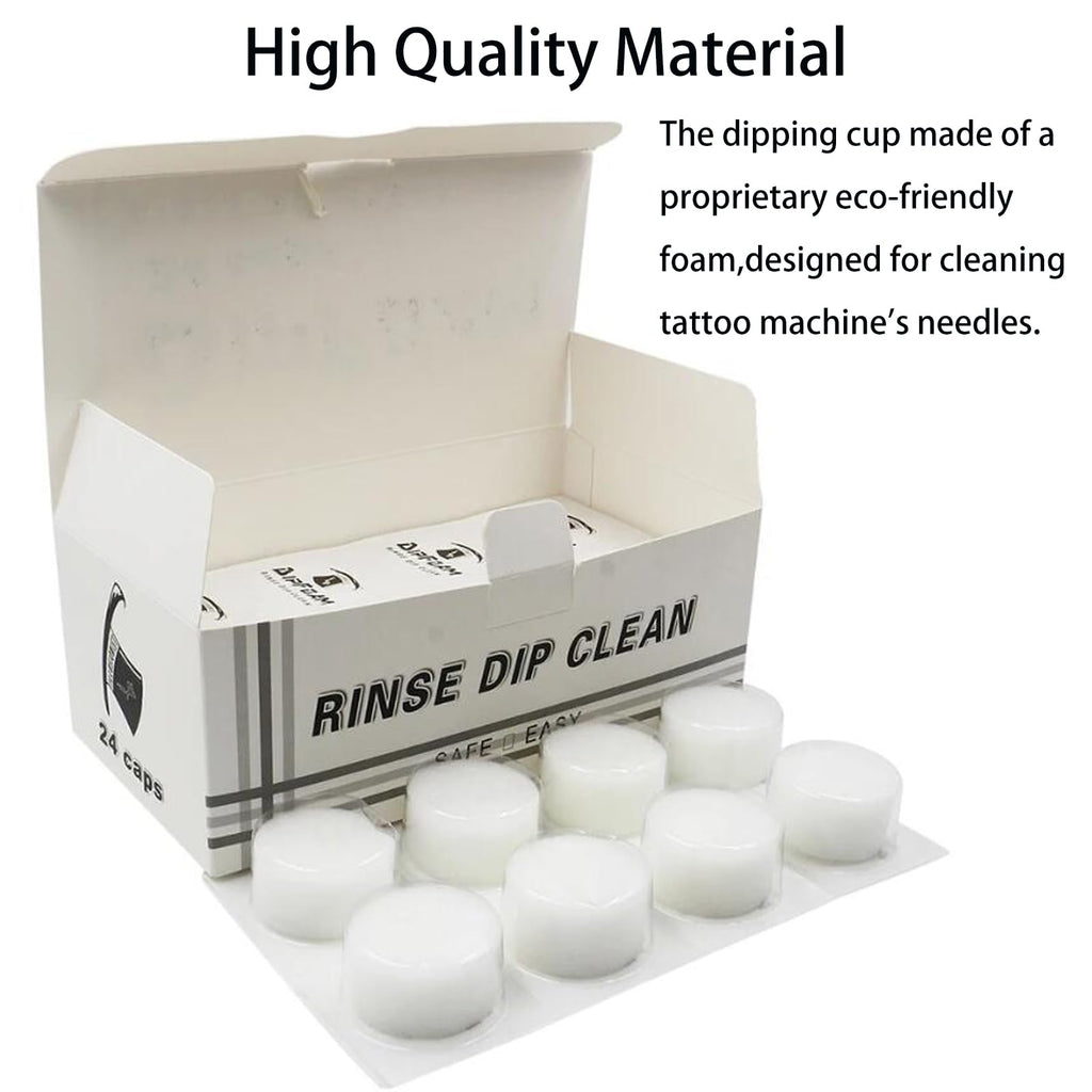 Dip Foam,Professional 24Pcs Tattoo Dip Foam Rinse Cup Disposable Dip Clean Foam Cup Caps Cartridge Dip Foam Cleaning Supplies for Tattoo Needle (Black)