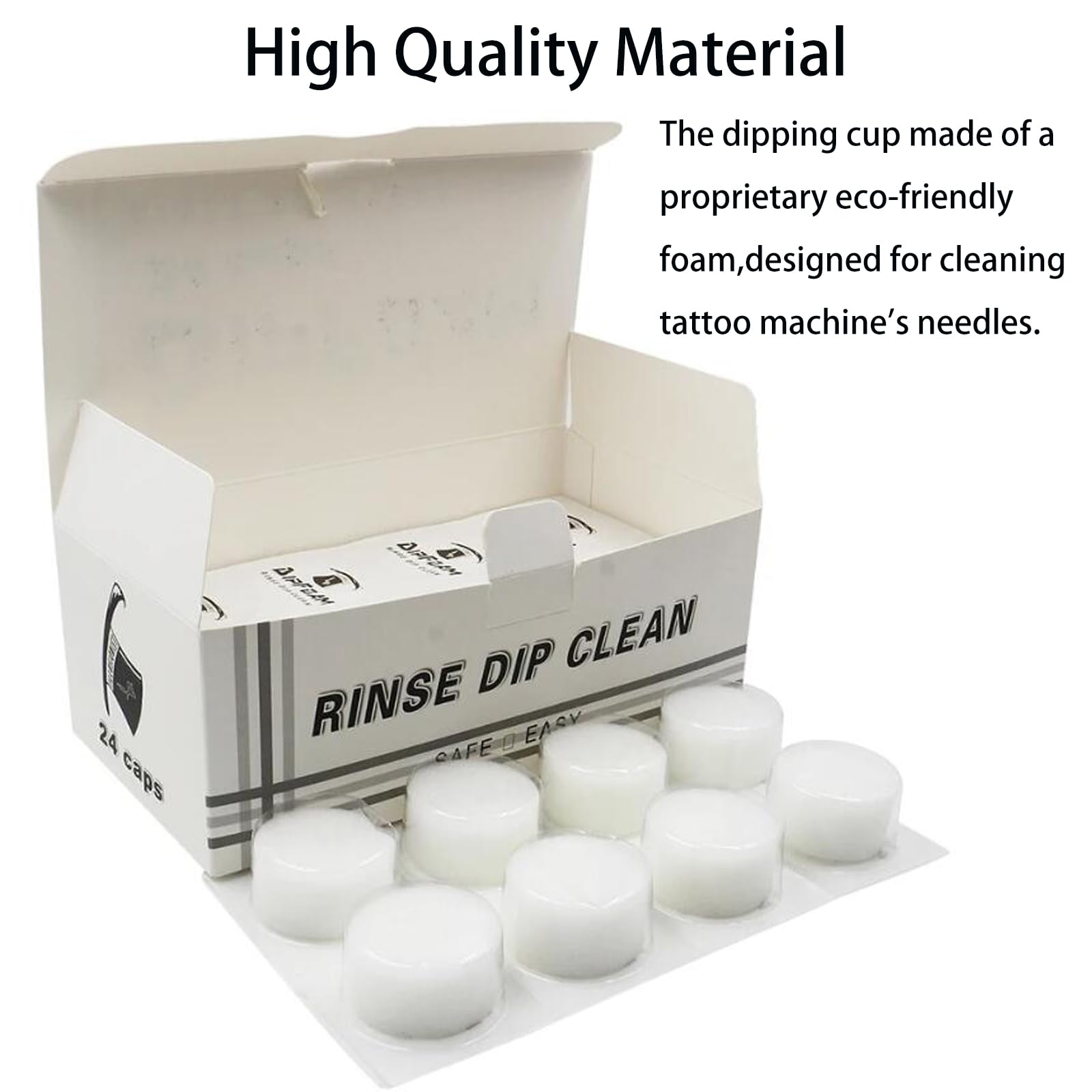 Dip Foam,Professional 24Pcs Tattoo Dip Foam Rinse Cup Disposable Dip Clean Foam Cup Caps Cartridge Dip Foam Cleaning Supplies for Tattoo Needle (Black)