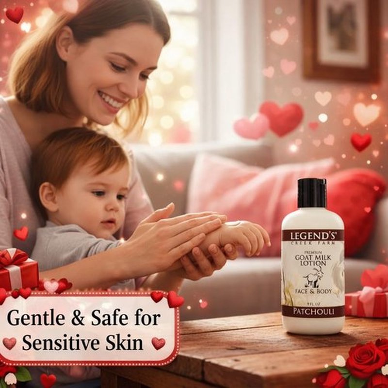 Legend's Creek Farm Goat Milk Lotion - Deeply Moisturizing Body Lotion with Shea Butter & Aloe - 9 oz, Handmade in USA (Patchouli)