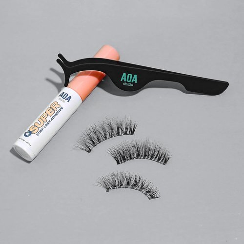 AOA Studio 6 Pairs Alexis Natural Handmade False Eyelashes with Glue and Tweezer Lash Kit Natural Volume Reusable Fake Eyelashes 100 Percent Handmade Cruelty Free