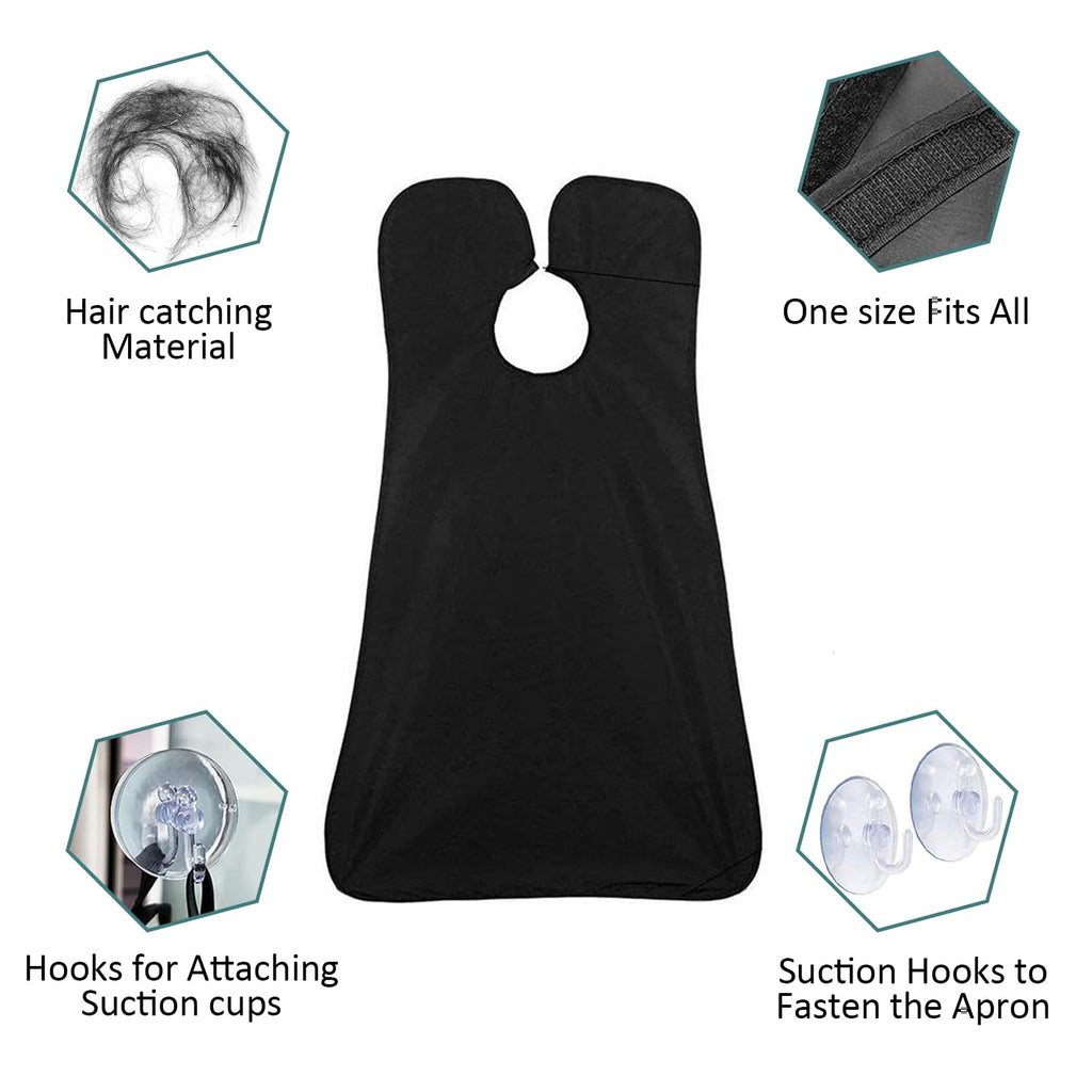Beard Bib Apron, Beard Hair Catcher for Men Shaving & Trimming Non-Stick Waterproof Grooming Cloth with 3 Suction Cups & A Box Valentines Gifts for Men Him Boyfriend