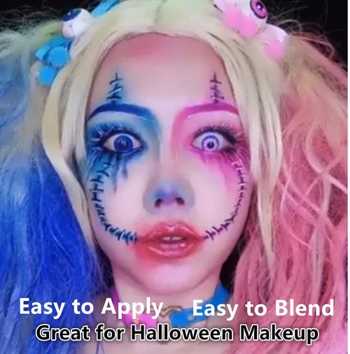 Go Ho Royal Blue Face Body Paint Washable(2.37oz/pc),Water Based Cream Blue Face Paint,Smurf Mystique Avatar Clown Makeup,Blue Body Paint for SFX Cosplay Costumes Festivals Halloween Makeup