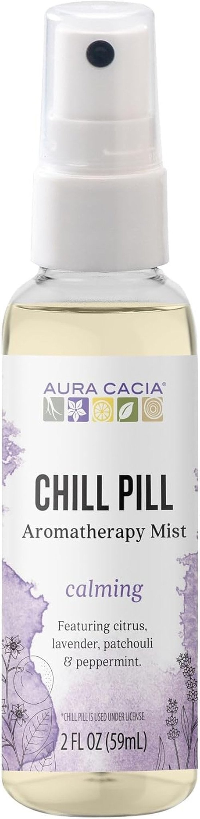 Aura Cacia Aromatherapy Mist - Chill Pill Lavender, Sweet Orange & Patchouli Blend | 2 Fl Oz (Pack of 3)