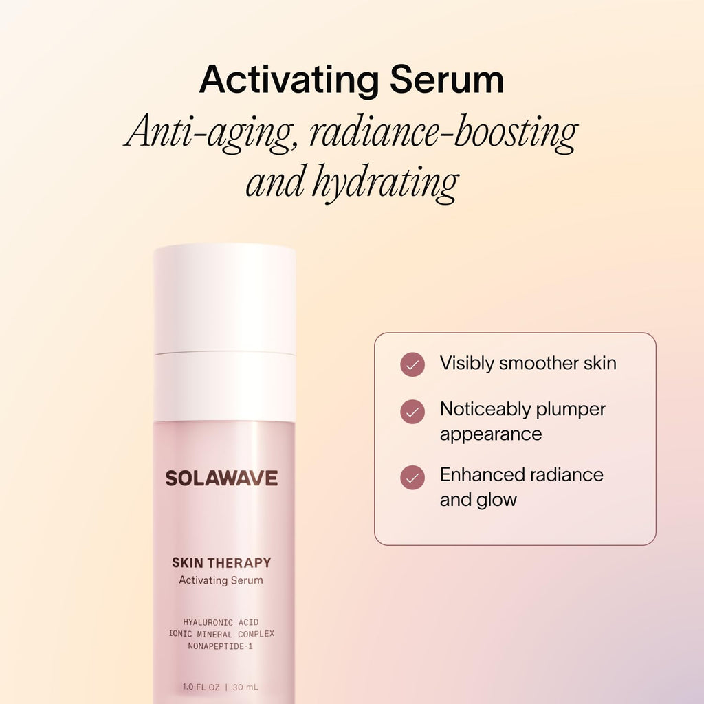 Microcurrent and Red Light Therapy Actvating Serum | For Skincare Wands 3-Pack with 2 Refills | Enhance Facial Skincare Wand Results by Solawave