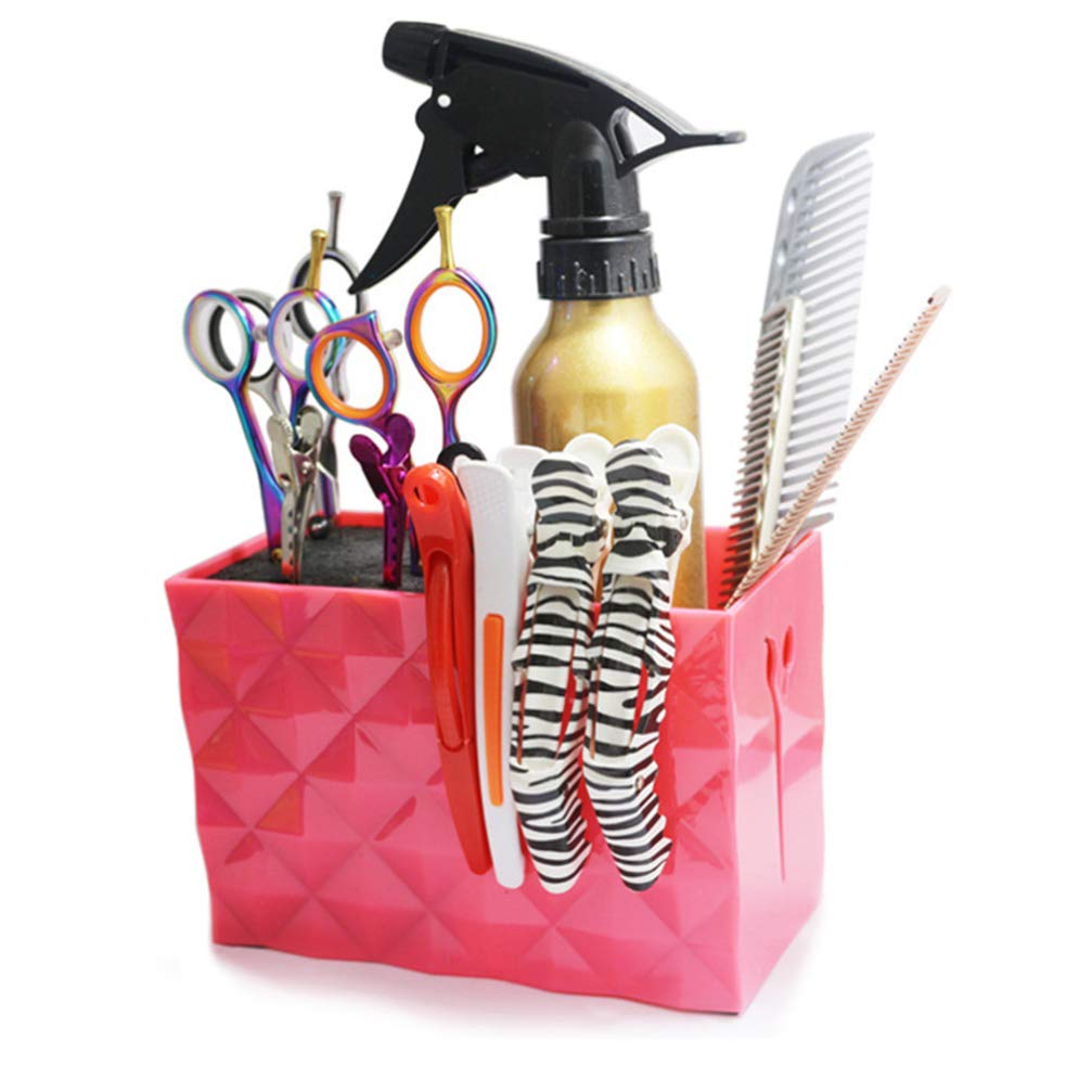 Uonlytech Hairdressing Scissor Holder Pink Haircut Tool Storage Box Barber Shears Organizer for Home Salon or Barbershop