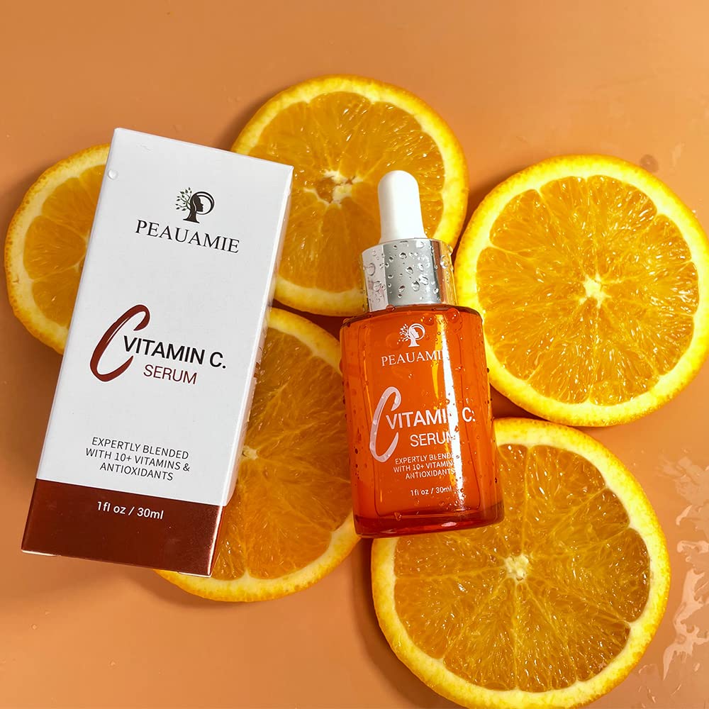 Peauamie Vitamin C Serum for Face Anti Aging with 2% Hyaluronic Acid and 1% Retinol Ferulic Acid,Moisturizer for Fine Lines and Wrinkles 1 fl oz