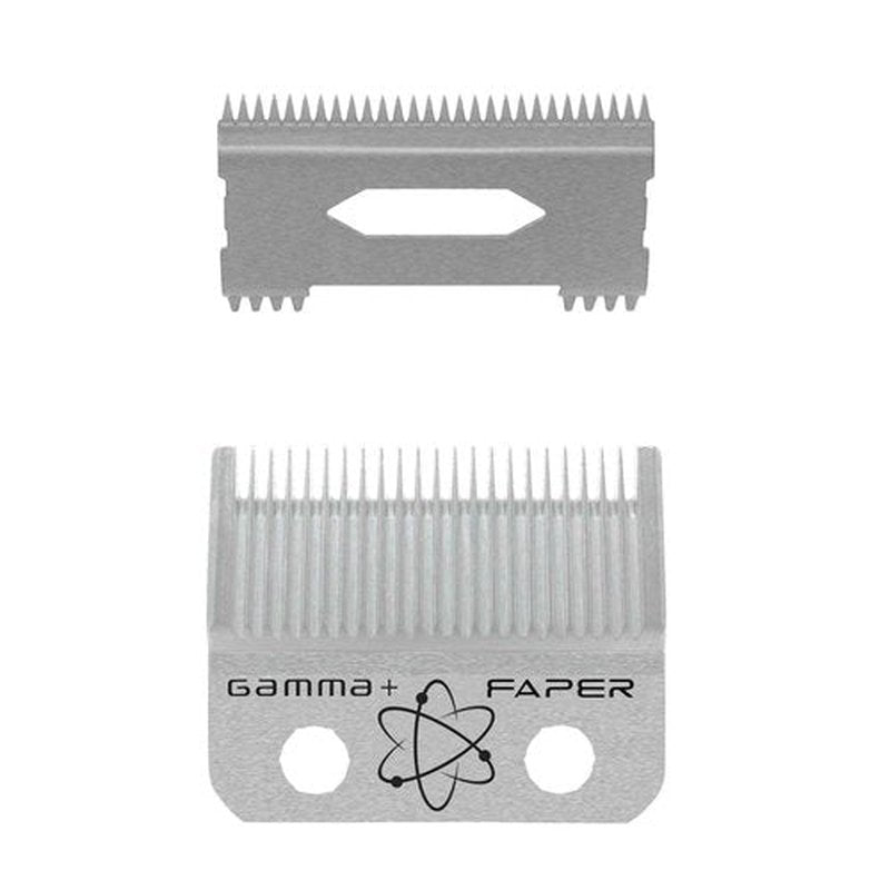 GAMMA+ Replacement Fixed Stainless Steel Faper Hair Clipper Blade with Moving Stainless Steel Slim Deep Tooth Cutter Set
