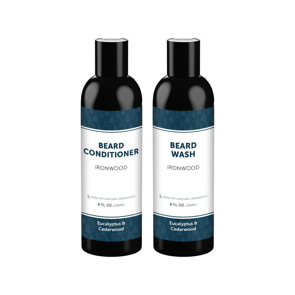 Detroit Grooming Co. Beard Wash & Conditioner Bundle – The Ultimate Beard Kit with Biotin & Argan Oil – Fresh Cherry Tobacco Scent – 8 oz Each (Ironwood)