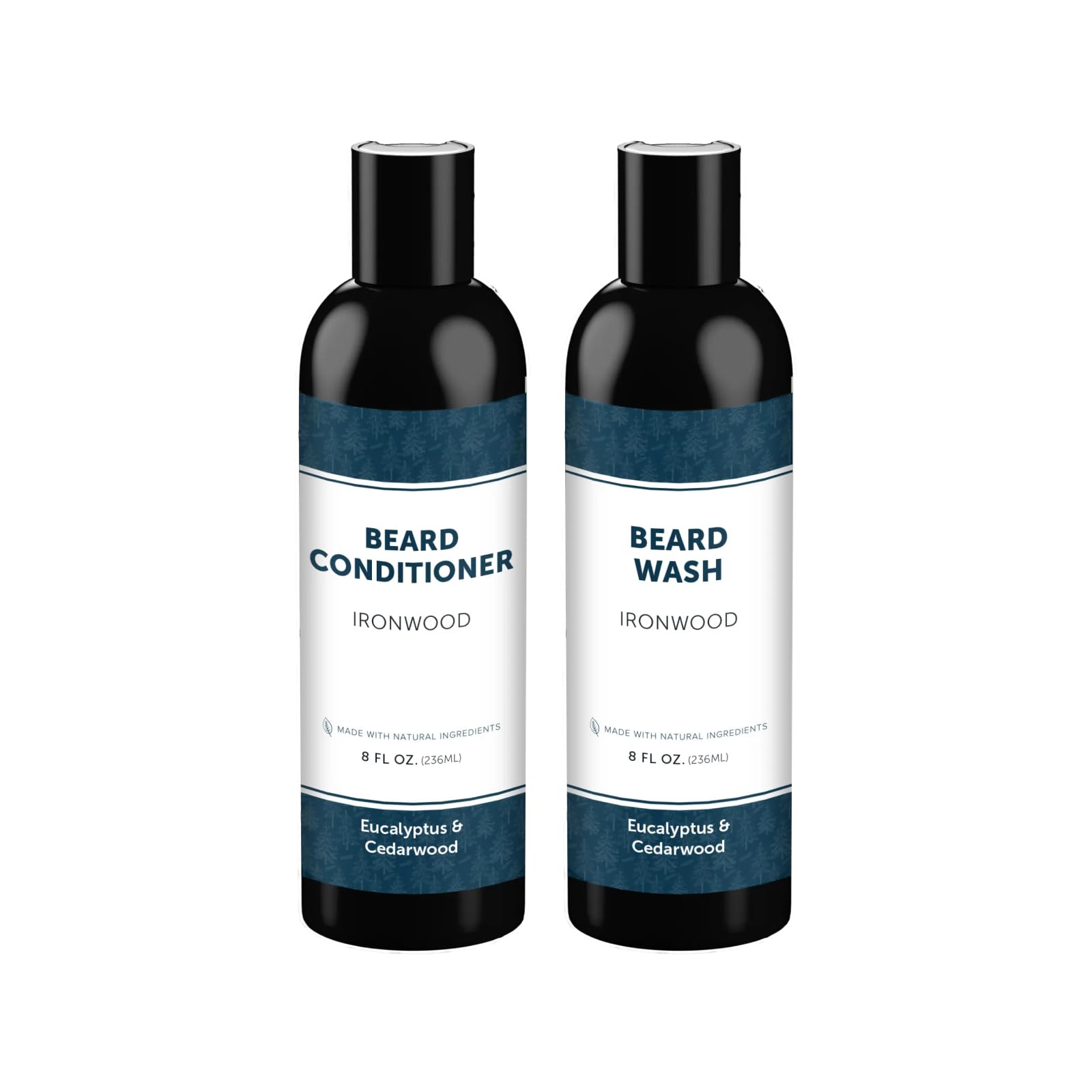 Detroit Grooming Co. Beard Wash & Conditioner Bundle – The Ultimate Beard Kit with Biotin & Argan Oil – Fresh Cherry Tobacco Scent – 8 oz Each (Ironwood)