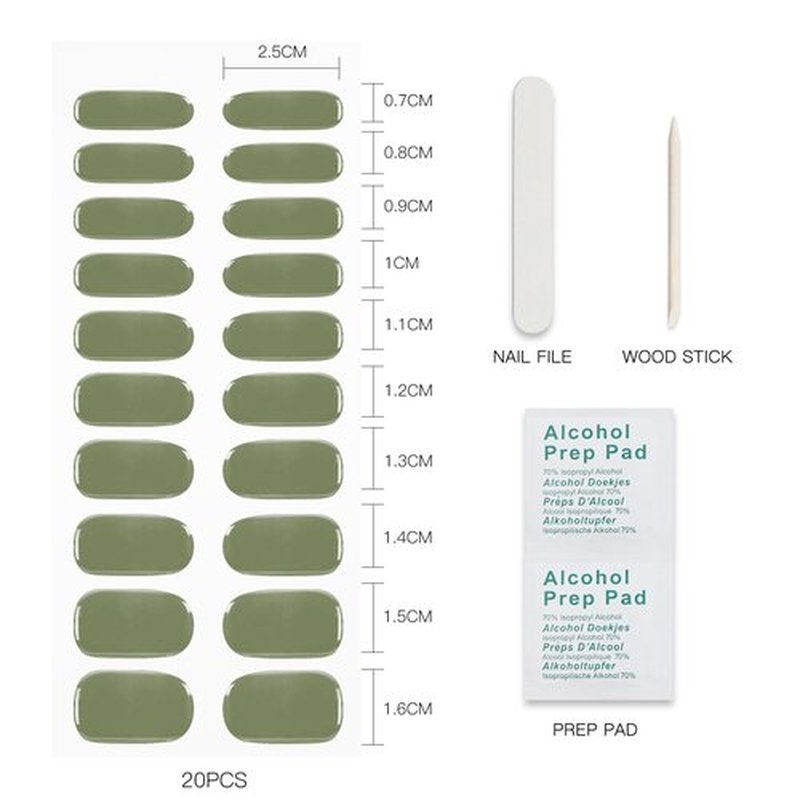 JMEOWIO Gel Nail Stickers Cream Green Gray Semi Cured Gel Nail Strips Wraps UV/LED Nails Art Design Decoration Accessories