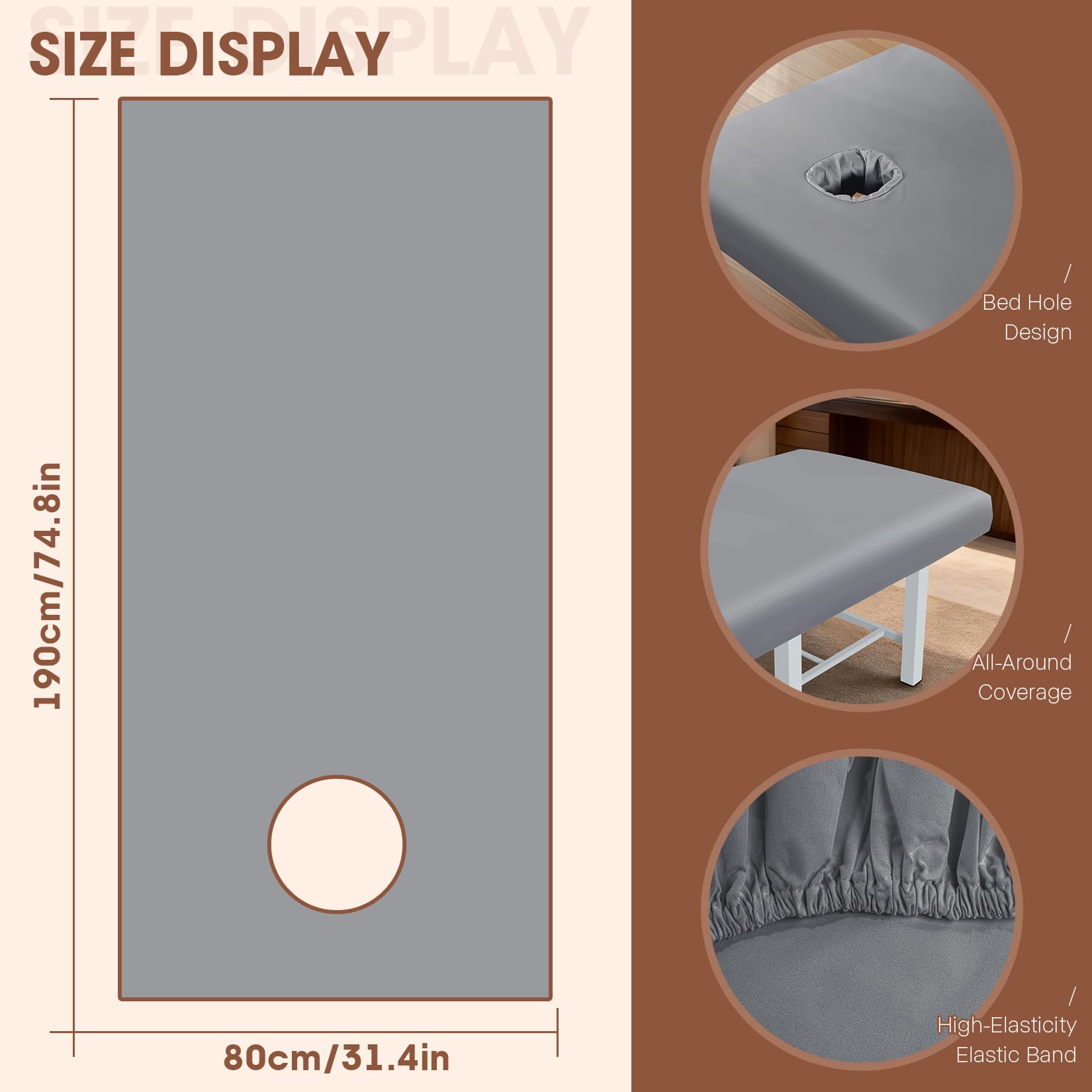 LXIANGN Waterproof Massage Sheets Bed Table Cover, Grey, 75 x 31.5"