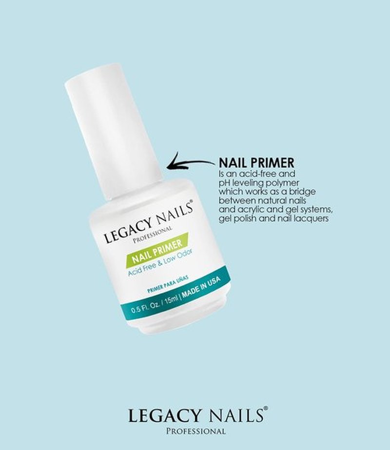 LEGACY NAILS Professional Nail Prep & Primer .5oz each Nail Prep Dehydrator and Nail Primer Acid-Free Low Odor Set, Acid Free Primer & Dehydrate Prep