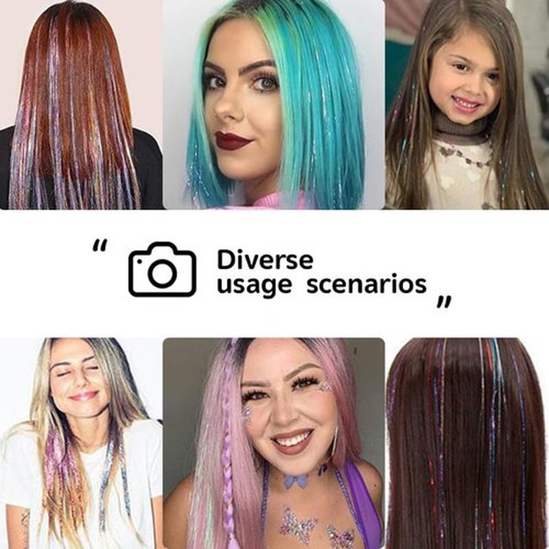 GTTUKK Hair Tinsel Kit (48 Inch,20 Colors,6000 strands), Tinsel Hair Extensions with Tools，Heat Resistant Fairy Hair Tinsel Kit for Women Girls Hair Accessories