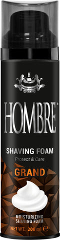 HOMBRE Grand Shave Foam for Men | Citrus Marine Woody Scent | Smooth Glide & Comfort | Aluminum-Free Formula 200 ml (Pack of 1)