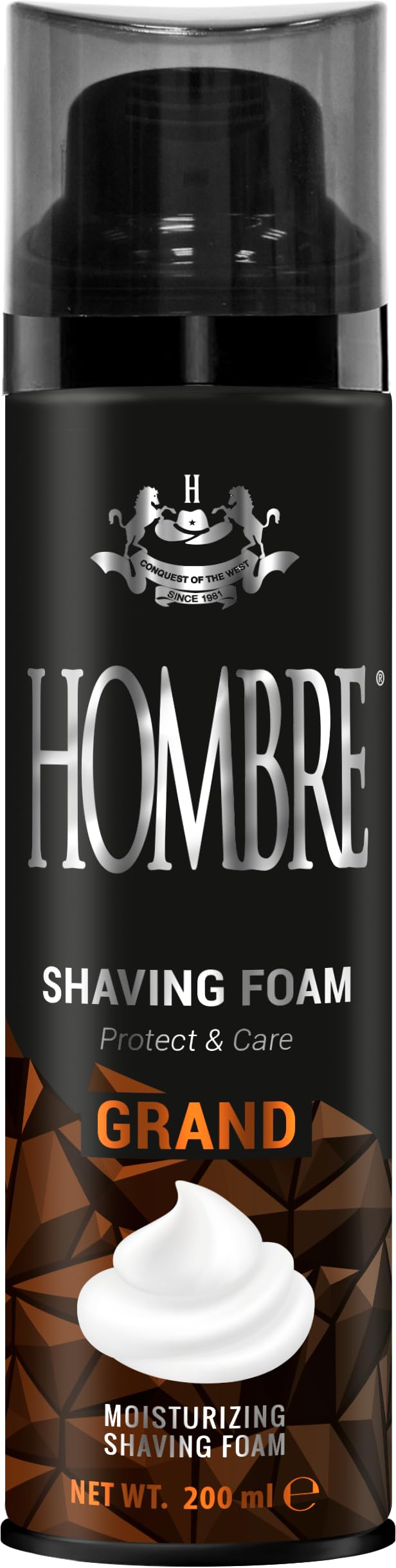 HOMBRE Grand Shave Foam for Men | Citrus Marine Woody Scent | Smooth Glide & Comfort | Aluminum-Free Formula 200 ml (Pack of 1)