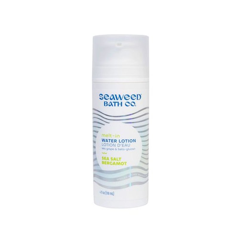 Seaweed Bath Co. Melt-In Water Lotion, Sea Salt Bergamot Scent, 4 Ounce, Sustainably Harvested Seaweed, Sea Grape, Beta-Glucan