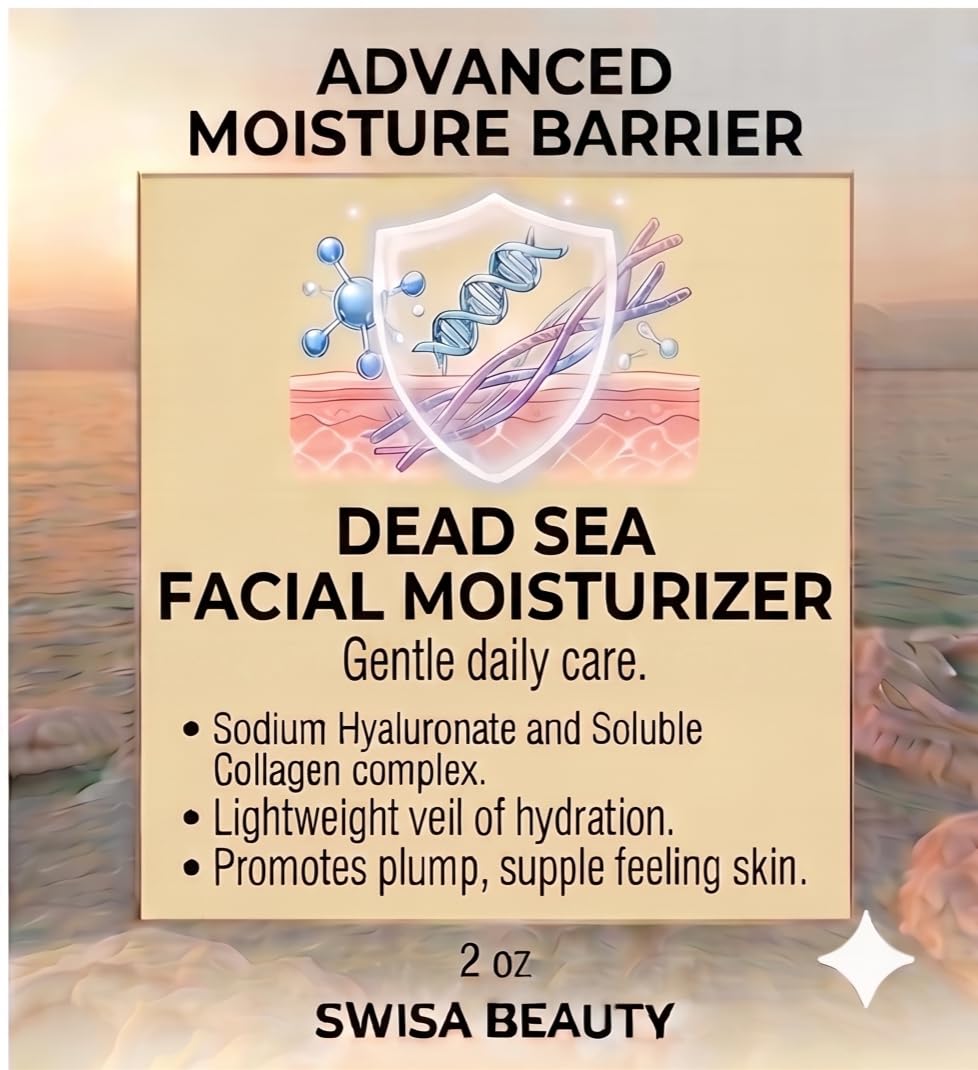 Swisa Beauty Dead Sea Facial Moisturizer – Daily Mineral Hydrator & Conditioning Cream to Soften & Nourish the Skin with Aloe, Seaweed & Green Tea, 2 oz